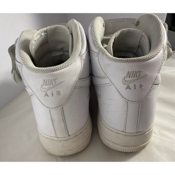 NIKE AIRFORCE 1 MENS WHITE LEATHER HI TOP SNEAKERS SHOES SIZE 12 - Picture 5 of 8